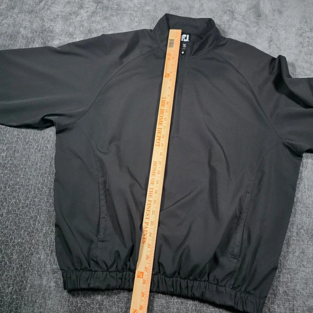 FootJoy Mens L Quarter 1/4 Zip Golf Windbreaker Pullover Black Large Pocket
